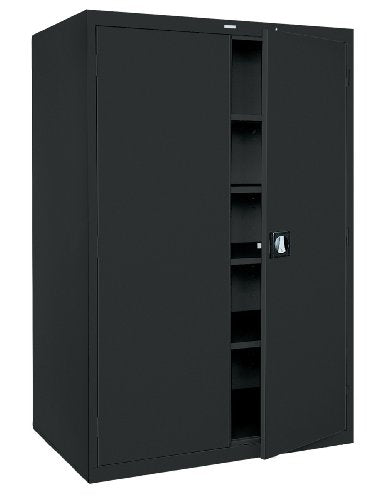 Sandusky Lee KDE7848-09 Black Steel SnapIt Storage Cabinet, 4 Adjustable Shelves, Keyless Electronic Coded Lock, Powder Coat Finish, 78" Height x 48" Width x 24" Depth
