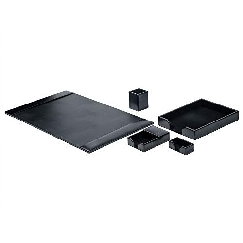 Dacasso Bonded Leather Desk Set, 5pcs, Black
