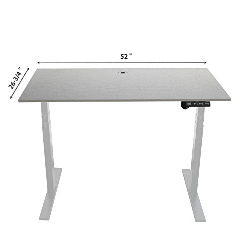 Caesar Hardware A3-52A Ergonomic 52-in 3 Memory Buttons LED Electric Automatic Height Adjustable Sit to Stand Work Office Desk with White Legs, Off White Maple