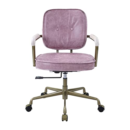 Generic Vintage Industrial Style Swivel Leather Office Chair - Pink Abstract Mid-Century Modern