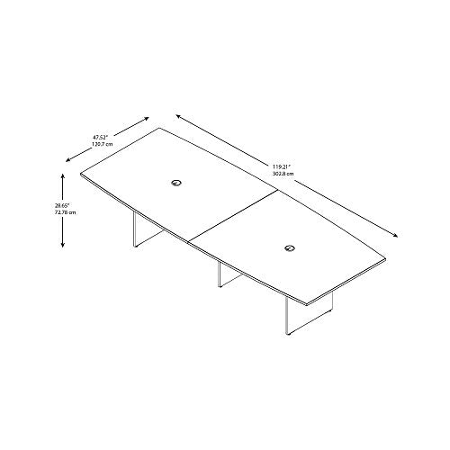 Bush Business Furniture Conference Table for 8-10 People | Boat Shaped 10 FT Engineered Wood Meeting Desk