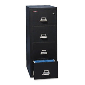 FireKing Fireproof Vertical File Cabinet (4 Letter Sized Drawers, Impact Resistant, Waterproof), 52.25" H x 17.75" W x 25.06" D, Black