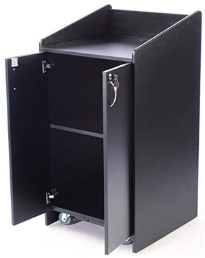 Displays2go Pulpit - Economy Style Black Laminate w/Locking Cabinets, 45" Tall (LCT4502BK)