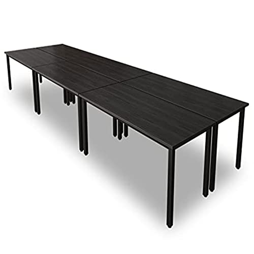 Bonzy Home 12ft Conference Table for Meeting Room - Rustic Vintage Black - 6PCS - 141.6"x47.2"x29.5