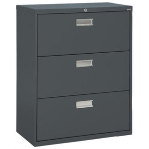 Sandusky Lee LF6A363-02 600 Series 3 Drawer Lateral File Cabinet, 19.25" Depth x 40.875" Height x 36" Width, Charcoal
