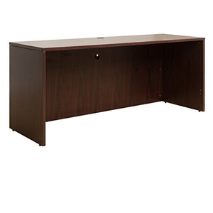 Boss Office Products Holland Series 71" Executive U-Shape Desk with Pedestal File Storage and Hutch, Mahogany