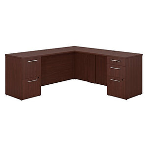 Bush Business Furniture 300 Series 72W x 22D L Shaped Harvest Cherry Office Desk with 2 and 3 Drawer Pedestals and 48W Return