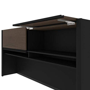 Bestar L-Shaped Desk with Hutch, Lateral File Cabinet, 72W, Antigua & Black