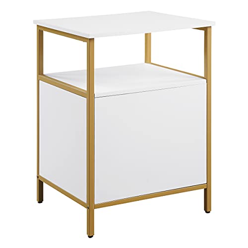 OSP HOME FURNISHINGS Designs Modern Life Contemporary Utility Table and Printer Stand with Storage Cabinet, White.