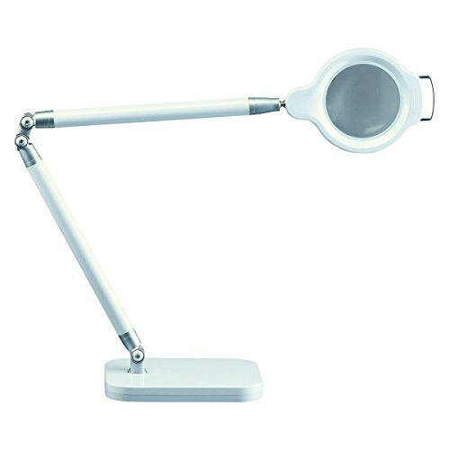 BLACK+DECKER PureOptics Summit Zoom Magnifier LED Desk Lamp, 5-Diopter Lens, 6 Dimming Levels, White