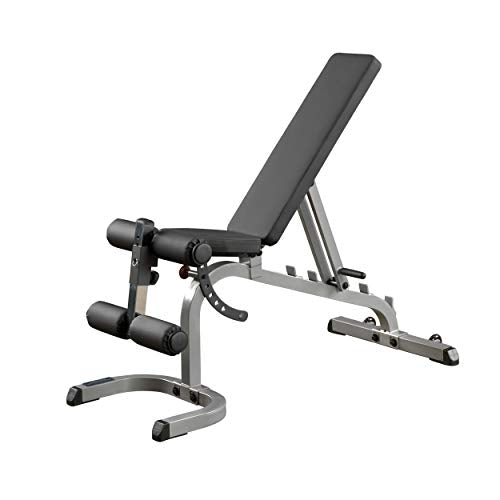 Body-Solid GFID31 Adjustable 600 lbs. Capacity Flat, Incline, and Decline Weight Bench for Strength Training, Stretching, Ab Exercises, and Dumbbell Curls,Gray