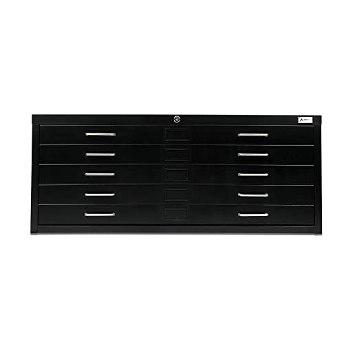 AdirOffice Blueprint Flat File Cabinet - Heavy Duty 5-Drawer Storage, 29" x 40", Black