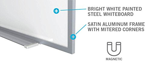 48.5" x 144.5" Alum Frame Painted Steel Magnetic Whiteboard, 1 Marker, 1 Eraser