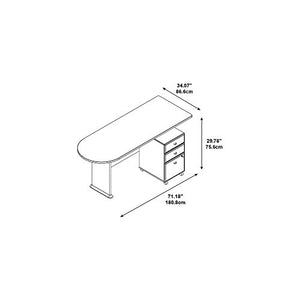 Bush Business Furniture Series A Peninsula Desk with 3 Drawer Mobile Pedestal, Natural Cherry