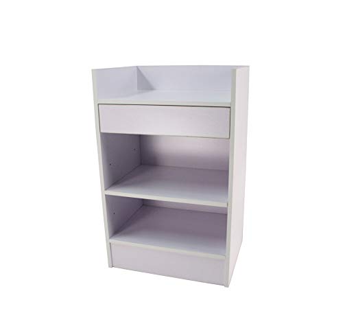 FixtureDisplays® 19.7" White Cash Wrap w/Pull-Out Drawer & Storage Shelf 119724