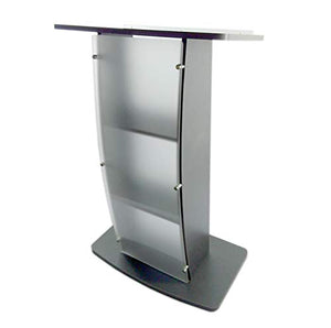 FixtureDisplays 44.3" Tall Curved Frosted Front Acrylic Podium in Dark Grey