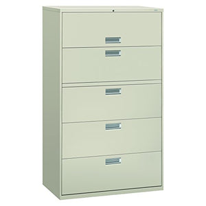 HON 600 Series 5-Drawer Lateral Legal Filing Cabinet, 42w x 19-1/4d, Light Gray (H695)