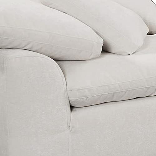 Generic Modular Wedge with Loose Seat and Back Cushion - White Solid Modern Contemporary Fabric Wood