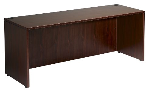 Boss Office Products Holland Series 71" Executive U-Shape Desk with Pedestal File Storage and Hutch, Mahogany