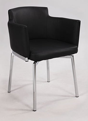 Milan Denise Club Style Swivel Arm Chair (Set of 2), Black