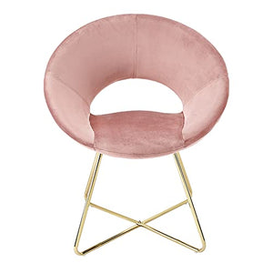 CangLong Modern Velvet Accent Chairs Upholstered Chairs Make-up Stool Home Office Guest Reception Chairs Dining Chair Leisure Lounge Chairs with Golden Legs Set of 2, Pink (KU-191339)
