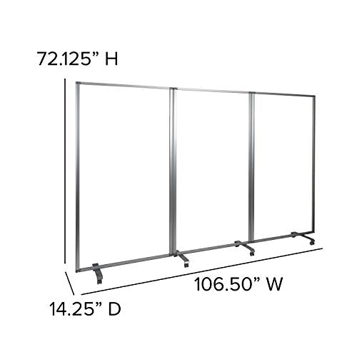Flash Furniture Raisley Mobile Freestanding Clear Room Divider Sneeze Guard