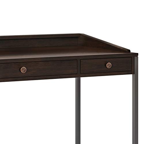 SIMPLIHOME Ralston SOLID WOOD and Metal Modern Industrial 60 inch Wide Home Office Desk, Writing Table, Workstation, Study Table Furniture in Distressed Hickory Brown with 2 Drawerss