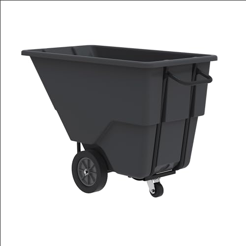 Akro-Mils 77405BLACK Akro-Tilt Heavy-Duty Utility Cart, 0.5 Cubic Yard, 600 lbs. Capacity, Black
