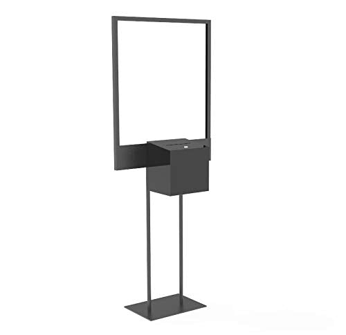 FixtureDisplays® Stand, Bulletin Poster Donation Ballot Collection w/Metal Box 11063+10918-BLACK
