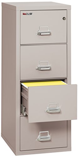 FireKing Fireproof Vertical File Cabinet (4 Legal Sized Drawers, Impact & Water Resistant) - 52.25" H x 20.81" W x 25.06" D, Platinum