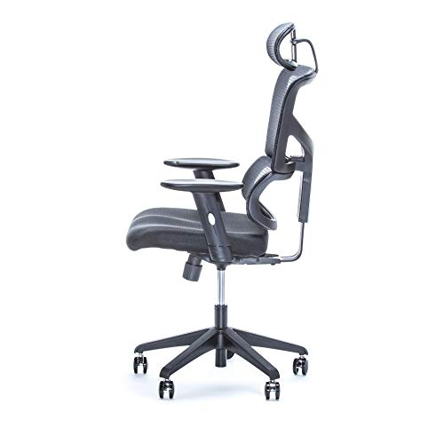 X-Chair X-Basic Task Chair with Headrest - Black Flex Mesh - Ergonomic Office Seat