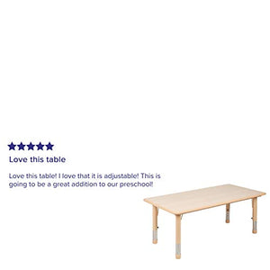 Flash Furniture 23.625"W x 47.25"L Rectangular Natural Plastic Height Adjustable Activity Table