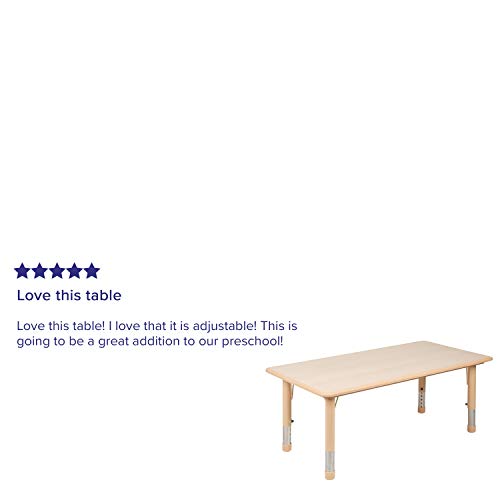 Flash Furniture 23.625"W x 47.25"L Rectangular Natural Plastic Height Adjustable Activity Table
