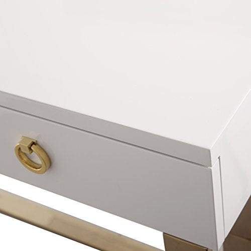 Tov Furniture Audrey Collection Lacquer, 3 Drawer Desk, White