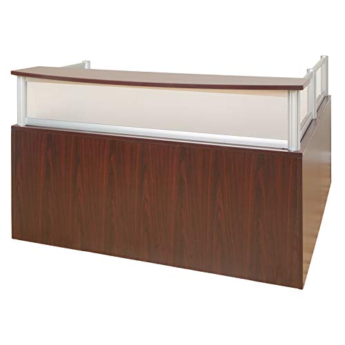 Boss Office Products Plexiglass Reception Desk, Mahogany