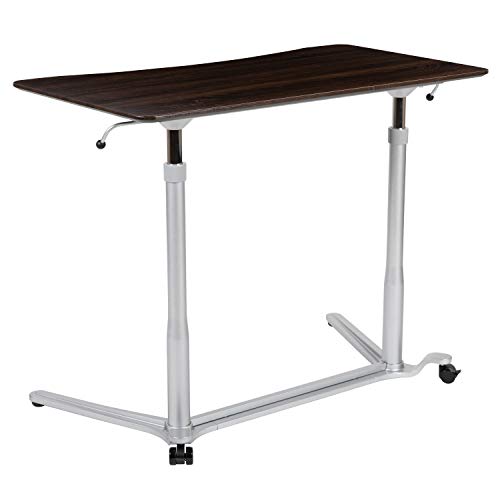 Flash Furniture Sit-Down, Stand-Up Dark Wood Grain Computer Ergonomic Desk with 37.375"W Top (Adjustable Range 29" - 40.75")