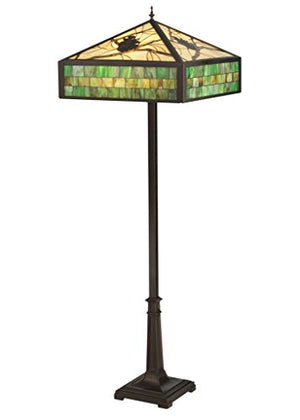 Meyda Tiffany Pine Branch Mission Floor Lamp, 64.5" Height, Green