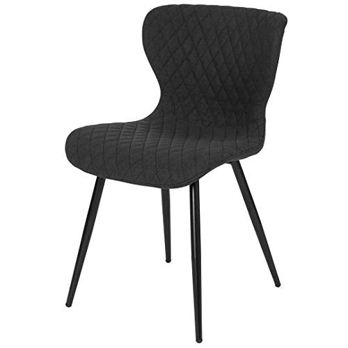 Contemporary Accent Side Chair Commercial Grade Material Durable Fabric Upholstered Powder Coated Frame Finish with Diamond Quilted Pattern Design Office Home Furniture - Set of 4 Black #2144