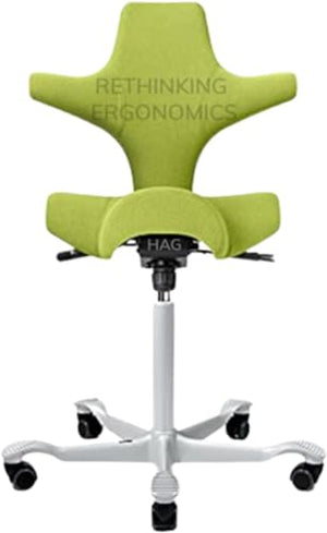 Rethinking Ergonomics HAG Capisco Adjustable Standing Desk Chair - Eco Polyester (Lime Green/White Base)