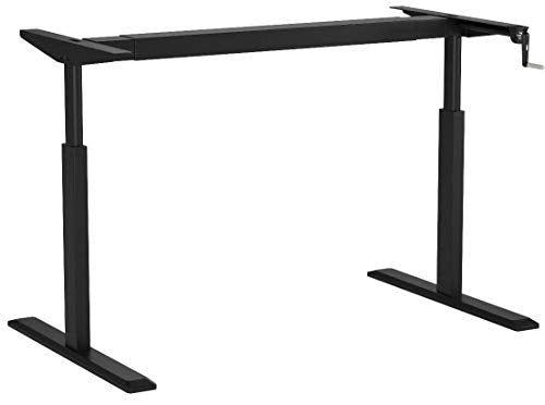 ErgoMax Height Adjustable Crank Desk Frame, Tabletop Not Included, 45 Inch Max, Black