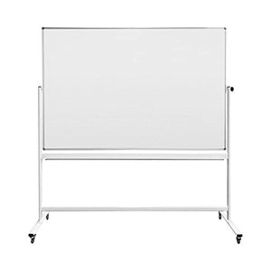 Thornton's OFFICE SUPPLIES Magnetic Reversible Mobile Dry Erase Whiteboard Easel, 70" L x 48" W, White/Silver