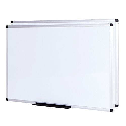 VIZ-PRO Dry Erase Board/Whiteboard, Non-Magnetic, Pack of 2, 72 x 40 Inches, Wall Mounted Board for School Office and Home