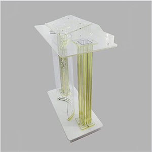 JOuan Clear Acrylic Church Lectern Podium Stand with Wheels