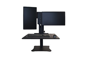 Victor DC350 High Rise Sit-Stand Desk Converter with Steppie Balance Board Combo Package and Built-in Dual Monitor Holder
