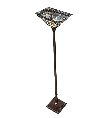 Meyda Lighting 70" High Tiffany Jeweled Peacock Torchiere