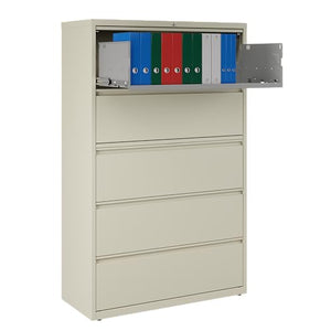 Hirsh Industries 42" 5-Drawer Metal Cabinet for Home/Office, Holds Letter/Legal/A4 Hanging Folders, Putty