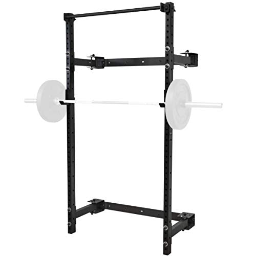 PRx Performance Murphy Rack Fold in Squat Rack, Wall Mounted Folding Power Rack, Weight Lifting Power Rack with Adjustable Pull Up Bar, Heavy Duty J-Cups, Home Gym Equipment