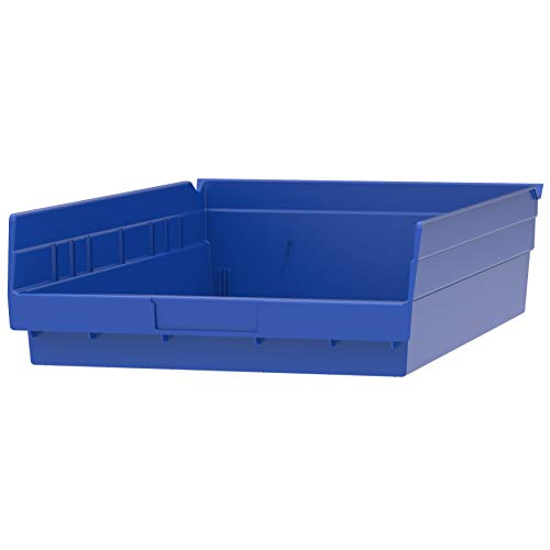 Akro-Mils 30178 Plastic Nesting Shelf Bin Box, (18-Inch x 11-Inch x 4-Inch), Blue, (12-Pack)