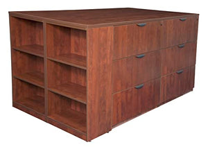 Regency Legacy Cherry Office Set - 85" x 46" with Lateral Files, Storage Cabinet, and Bookcase Ends
