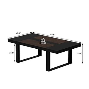 ECACAD 7FT Conference Table for 6-8 People, Large Rectangular Meeting Table - Black/Deep Brown